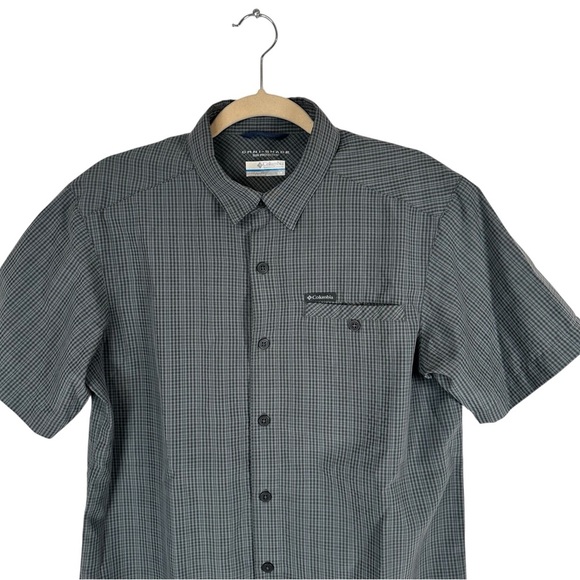 Columbia Declination Trail Shirt S Grey Button Front Short Sleeve Outdoor Hiking - Picture 4 of 13